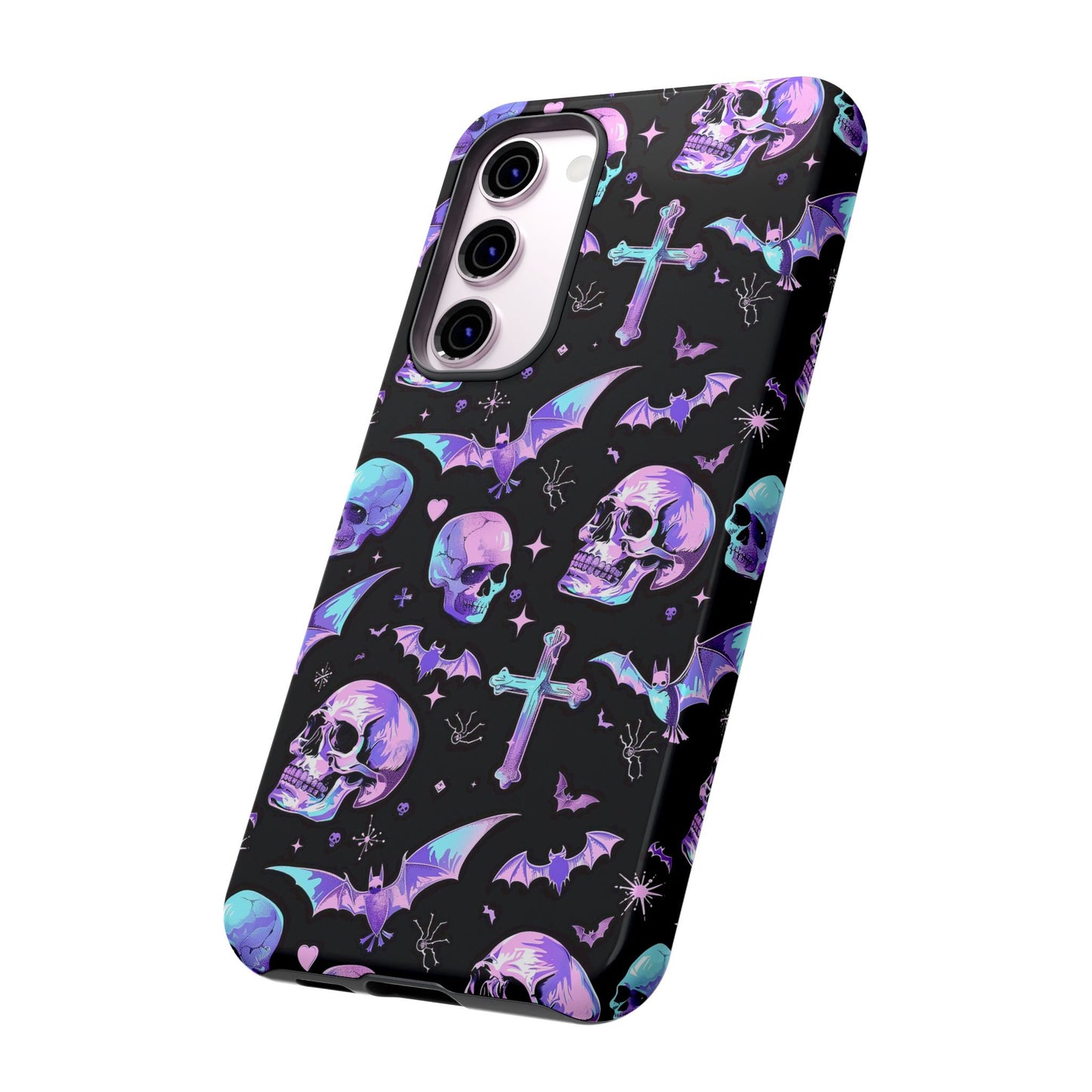 Pastel Skulls and Crosses Gothic Phone Case – Tough Phone Case – Cute Spooky Design - iPhone 16 - Samsung Galaxy - Google Pixel