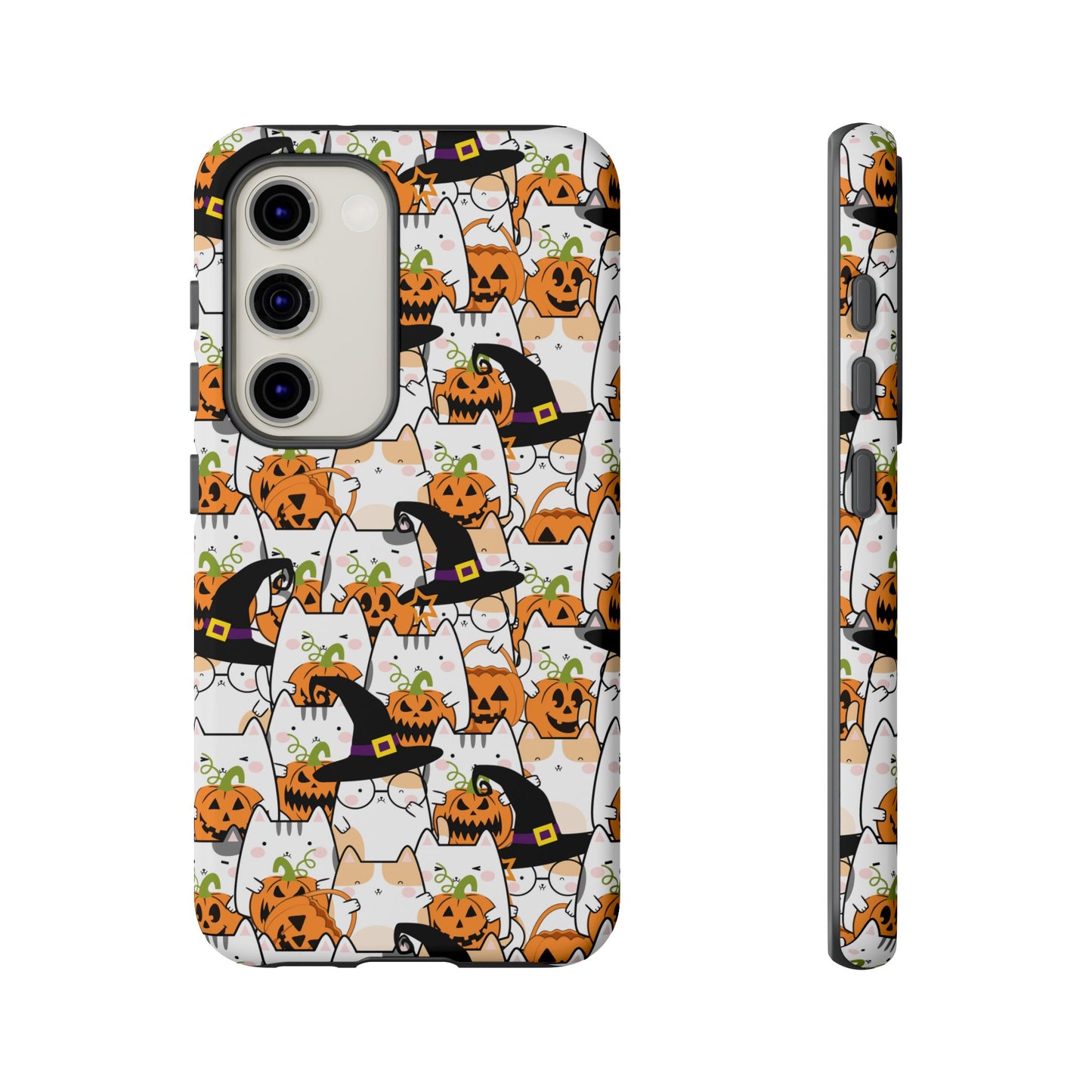 Halloween Cats and Pumpkins Phone Case – Tough Phone Case – Cute Spooky Design - iPhone 16 - Samsung Galaxy - Google Pixel