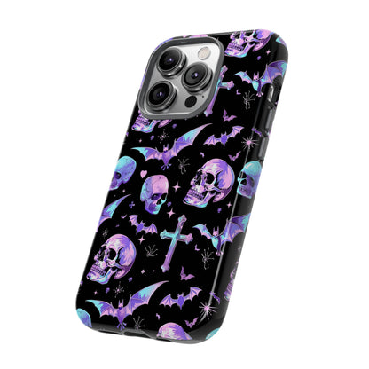 Pastel Skulls and Crosses Gothic Phone Case – Tough Phone Case – Cute Spooky Design - iPhone 16 - Samsung Galaxy - Google Pixel