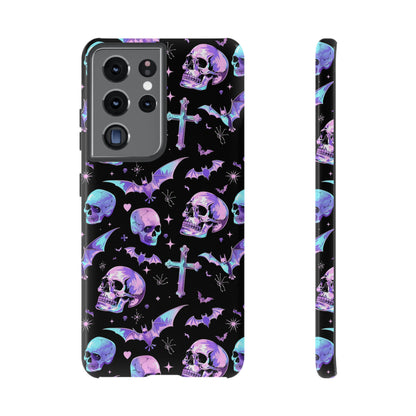 Pastel Skulls and Crosses Gothic Phone Case – Tough Phone Case – Cute Spooky Design - iPhone 16 - Samsung Galaxy - Google Pixel