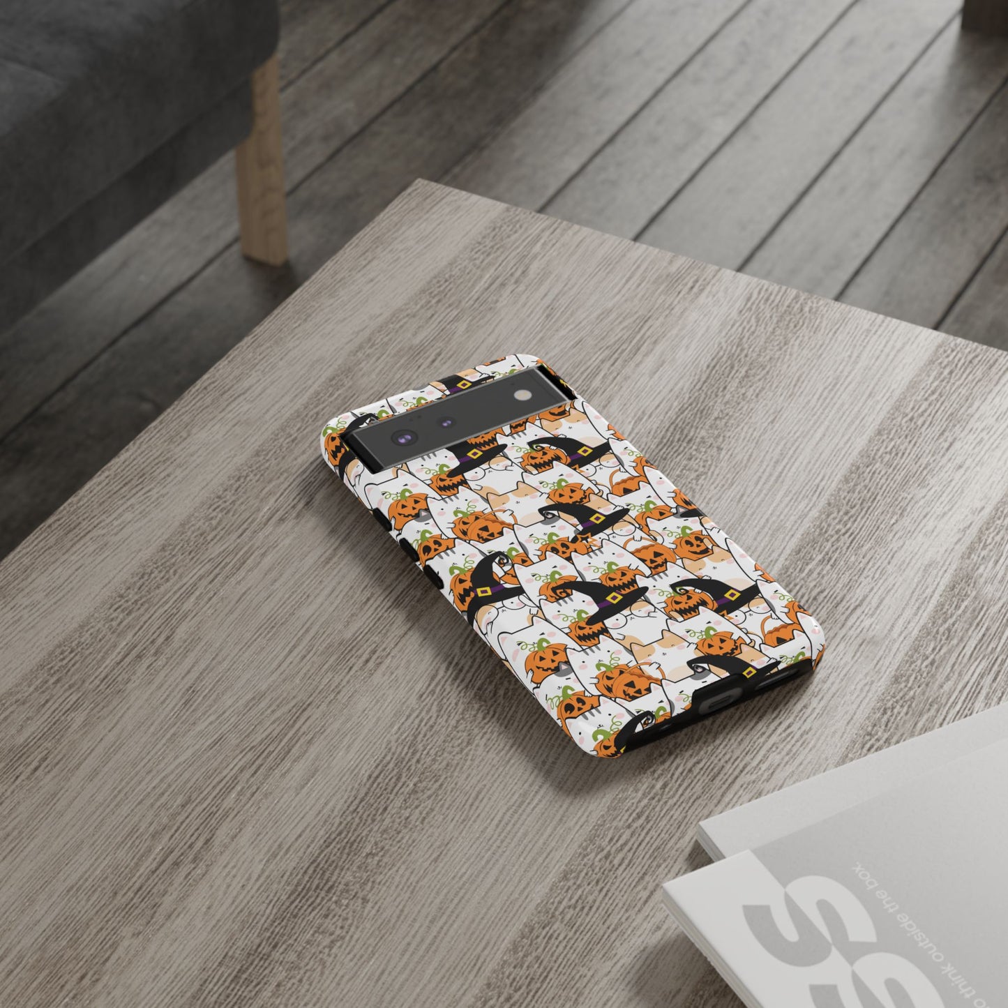 Halloween Cats and Pumpkins Phone Case – Tough Phone Case – Cute Spooky Design - iPhone 16 - Samsung Galaxy - Google Pixel