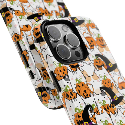 Halloween Cats and Pumpkins Phone Case – Tough Phone Case – Cute Spooky Design - iPhone 16 - Samsung Galaxy - Google Pixel