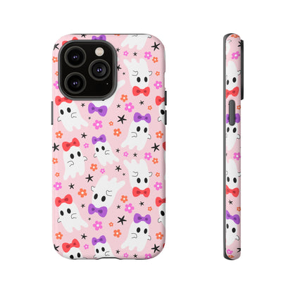 Cute Ghosts with Bows and Stars Halloween Phone Case – Tough Phone Case – Cute Spooky Design - iPhone 16 - Samsung Galaxy - Google Pixel