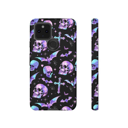 Pastel Skulls and Crosses Gothic Phone Case – Tough Phone Case – Cute Spooky Design - iPhone 16 - Samsung Galaxy - Google Pixel