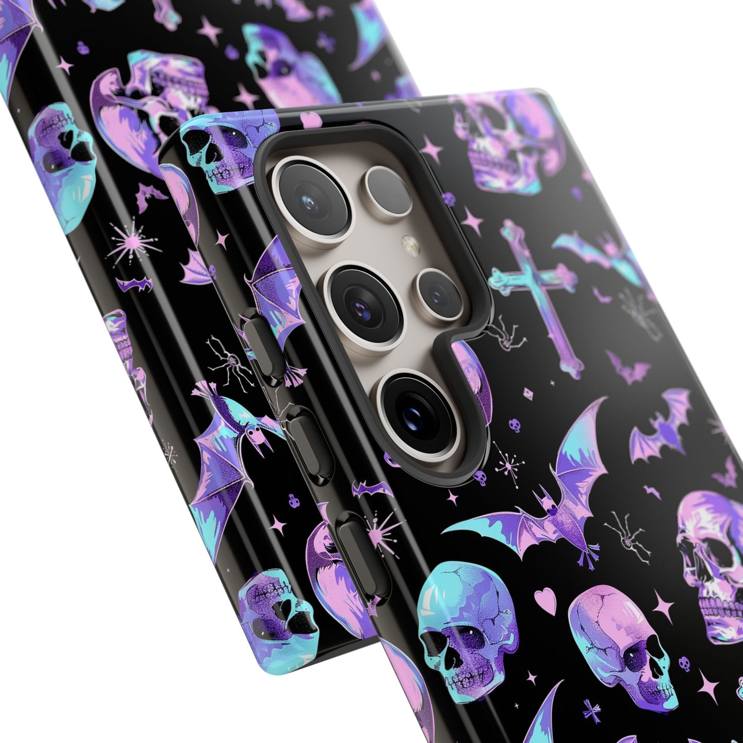 Pastel Skulls and Crosses Gothic Phone Case – Tough Phone Case – Cute Spooky Design - iPhone 16 - Samsung Galaxy - Google Pixel