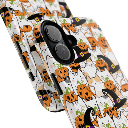 Halloween Cats and Pumpkins Phone Case – Tough Phone Case – Cute Spooky Design - iPhone 16 - Samsung Galaxy - Google Pixel