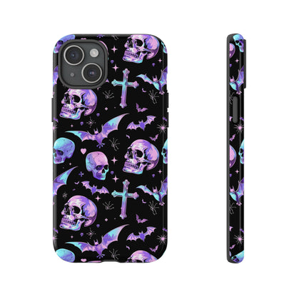 Pastel Skulls and Crosses Gothic Phone Case – Tough Phone Case – Cute Spooky Design - iPhone 16 - Samsung Galaxy - Google Pixel