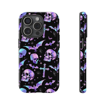 Pastel Skulls and Crosses Gothic Phone Case – Tough Phone Case – Cute Spooky Design - iPhone 16 - Samsung Galaxy - Google Pixel