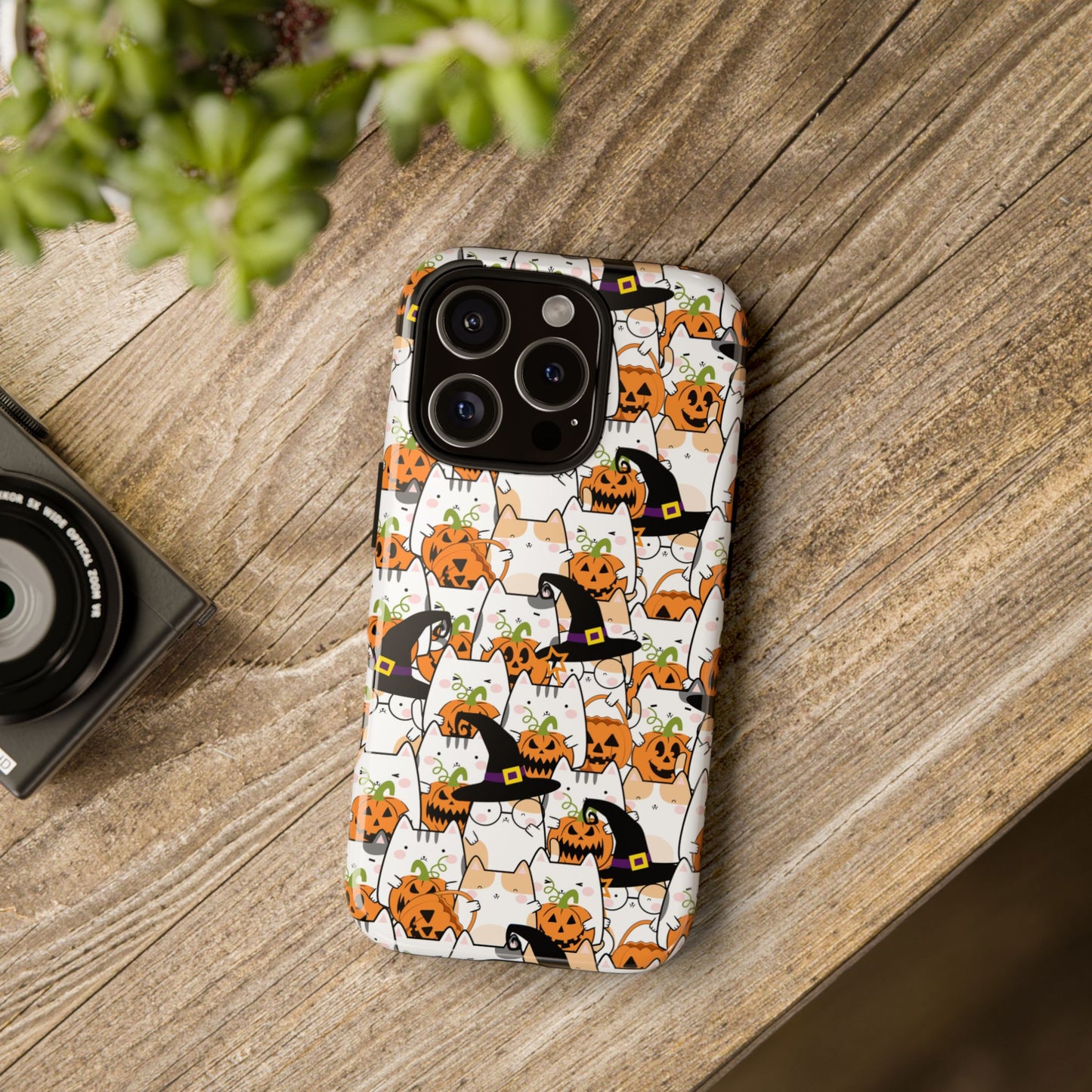 Halloween Cats and Pumpkins Phone Case – Tough Phone Case – Cute Spooky Design - iPhone 16 - Samsung Galaxy - Google Pixel