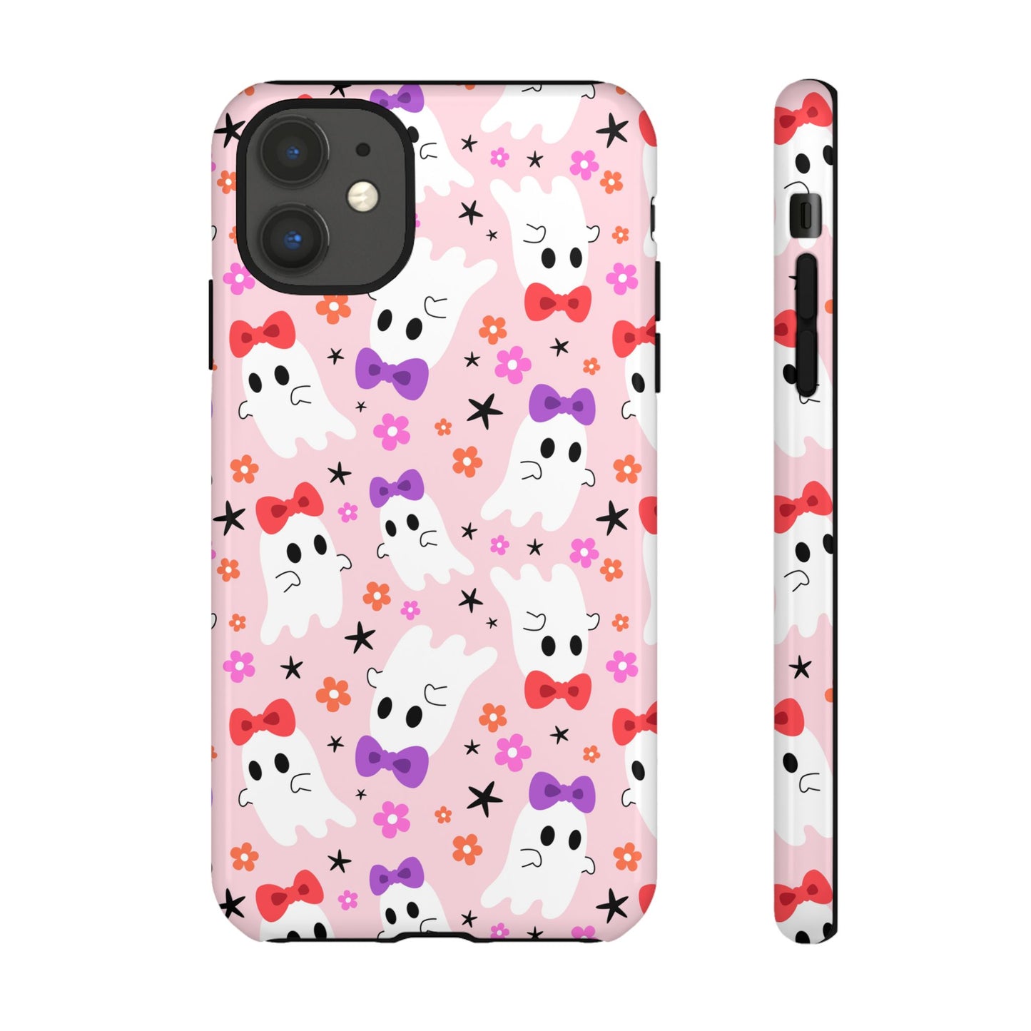 Cute Ghosts with Bows and Stars Halloween Phone Case – Tough Phone Case – Cute Spooky Design - iPhone 16 - Samsung Galaxy - Google Pixel