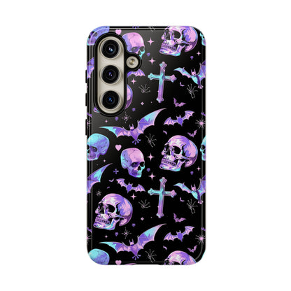 Pastel Skulls and Crosses Gothic Phone Case – Tough Phone Case – Cute Spooky Design - iPhone 16 - Samsung Galaxy - Google Pixel