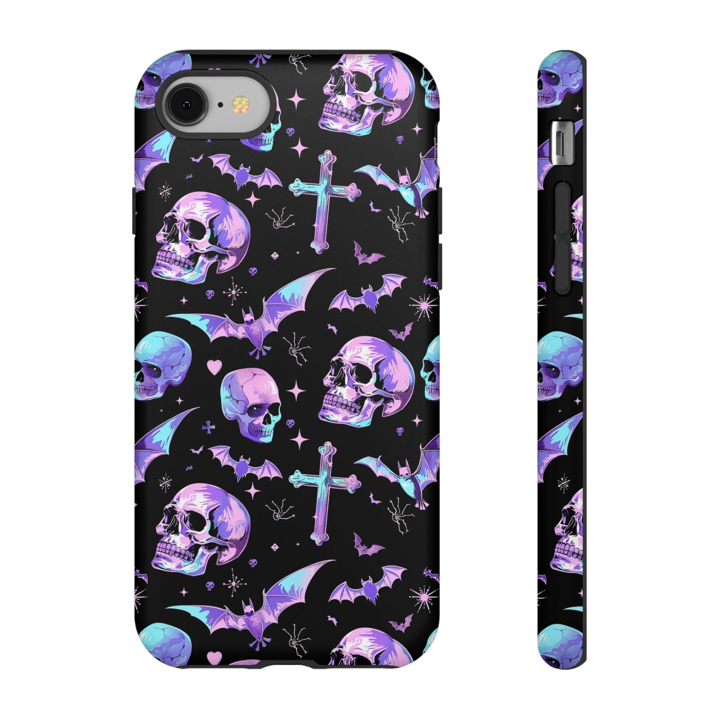 Pastel Skulls and Crosses Gothic Phone Case – Tough Phone Case – Cute Spooky Design - iPhone 16 - Samsung Galaxy - Google Pixel