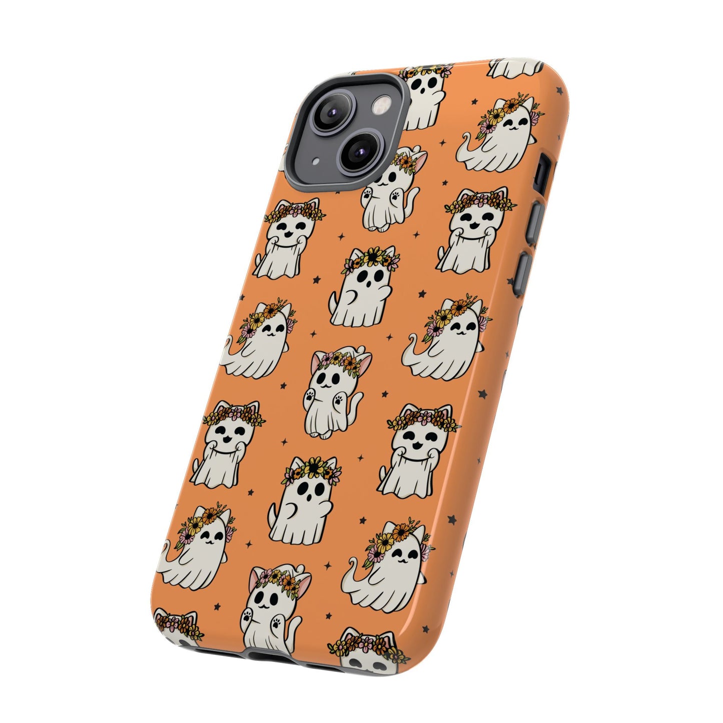 Ghost Cats and Pumpkins Halloween Phone Case – Tough Phone Case – Cute Spooky Design - iPhone 16 - Samsung Galaxy - Google Pixel