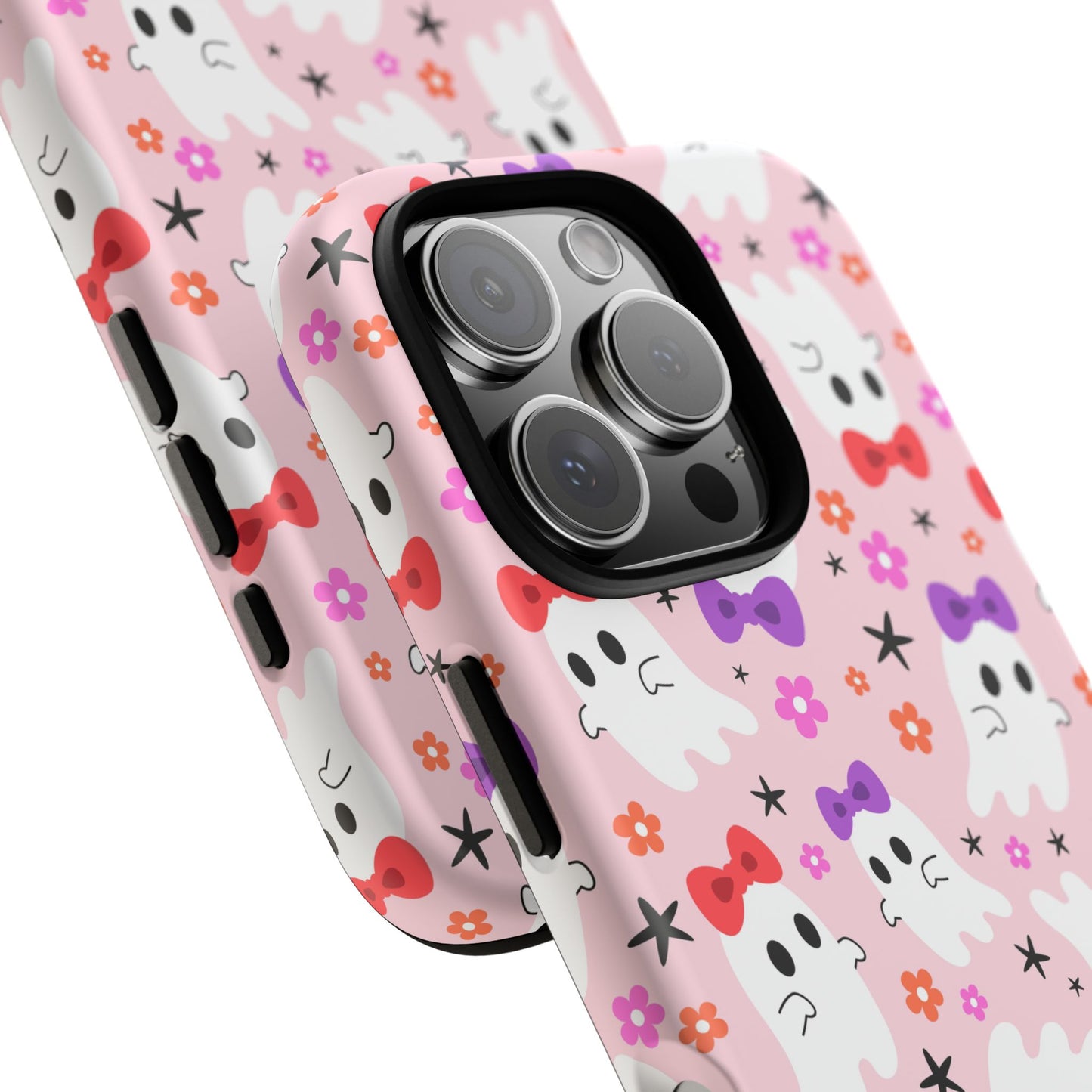 Cute Ghosts with Bows and Stars Halloween Phone Case – Tough Phone Case – Cute Spooky Design - iPhone 16 - Samsung Galaxy - Google Pixel