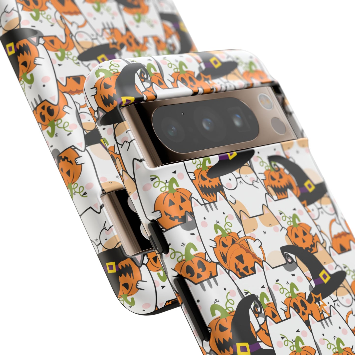 Halloween Cats and Pumpkins Phone Case – Tough Phone Case – Cute Spooky Design - iPhone 16 - Samsung Galaxy - Google Pixel