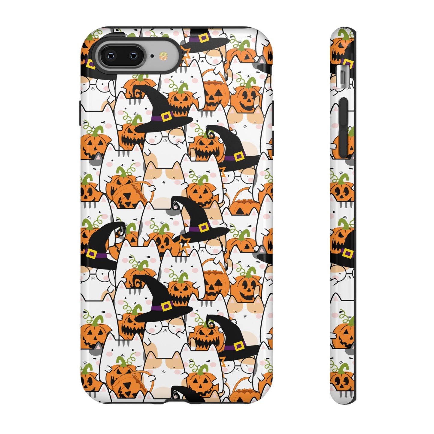 Halloween Cats and Pumpkins Phone Case – Tough Phone Case – Cute Spooky Design - iPhone 16 - Samsung Galaxy - Google Pixel