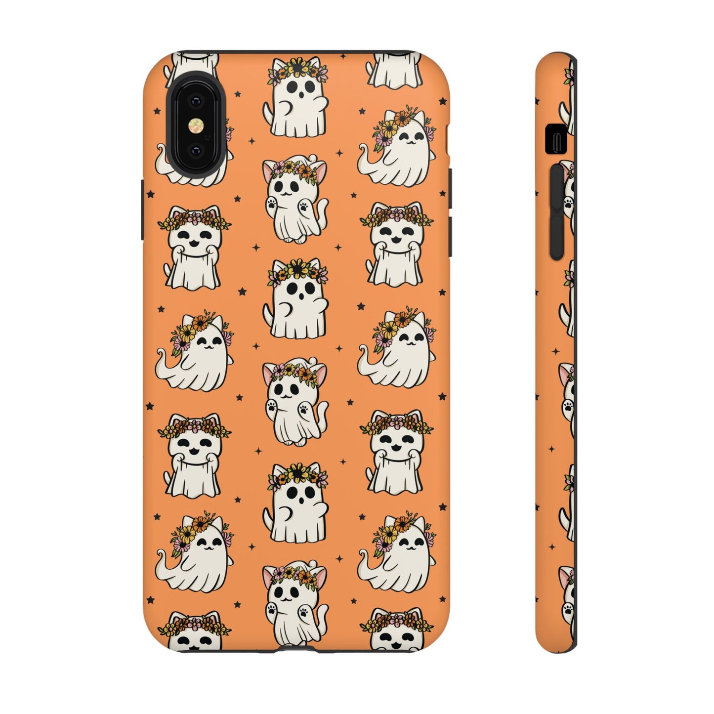 Ghost Cats and Pumpkins Halloween Phone Case – Tough Phone Case – Cute Spooky Design - iPhone 16 - Samsung Galaxy - Google Pixel