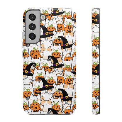 Halloween Cats and Pumpkins Phone Case – Tough Phone Case – Cute Spooky Design - iPhone 16 - Samsung Galaxy - Google Pixel