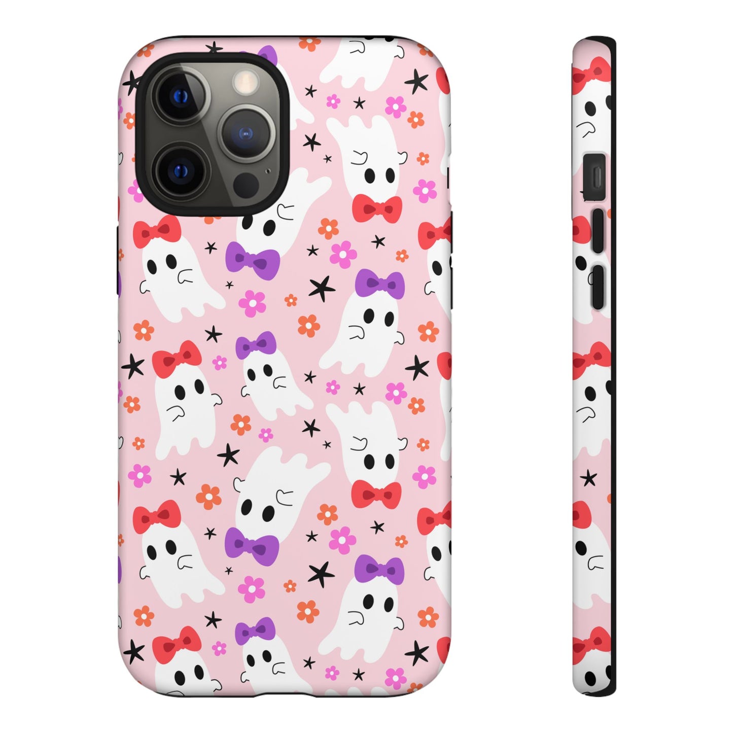 Cute Ghosts with Bows and Stars Halloween Phone Case – Tough Phone Case – Cute Spooky Design - iPhone 16 - Samsung Galaxy - Google Pixel