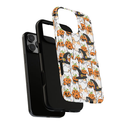 Halloween Cats and Pumpkins Phone Case – Tough Phone Case – Cute Spooky Design - iPhone 16 - Samsung Galaxy - Google Pixel