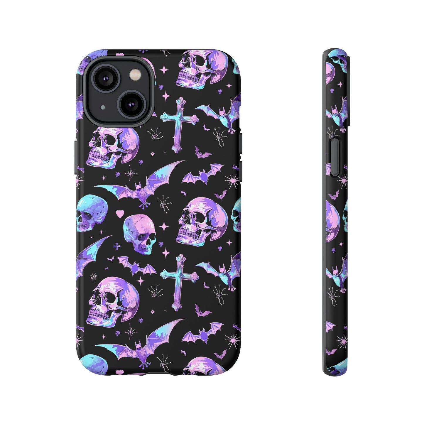 Pastel Skulls and Crosses Gothic Phone Case – Tough Phone Case – Cute Spooky Design - iPhone 16 - Samsung Galaxy - Google Pixel