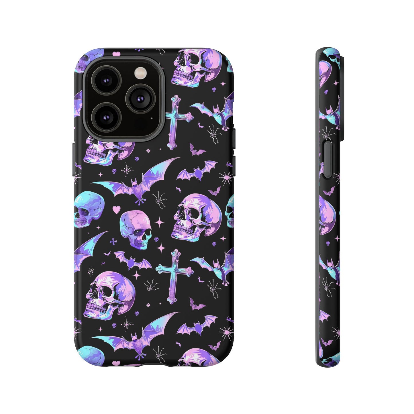 Pastel Skulls and Crosses Gothic Phone Case – Tough Phone Case – Cute Spooky Design - iPhone 16 - Samsung Galaxy - Google Pixel