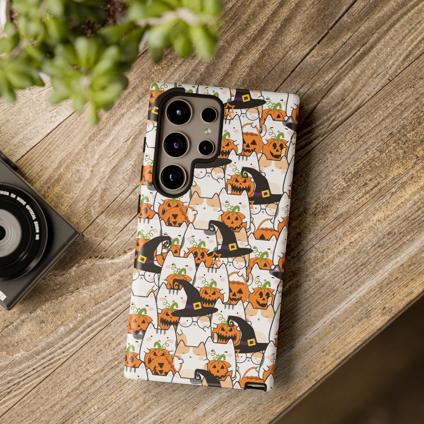 Halloween Cats and Pumpkins Phone Case – Tough Phone Case – Cute Spooky Design - iPhone 16 - Samsung Galaxy - Google Pixel