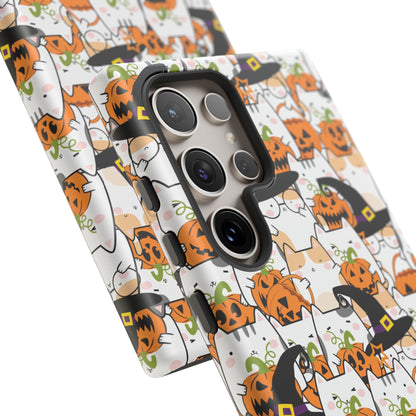 Halloween Cats and Pumpkins Phone Case – Tough Phone Case – Cute Spooky Design - iPhone 16 - Samsung Galaxy - Google Pixel