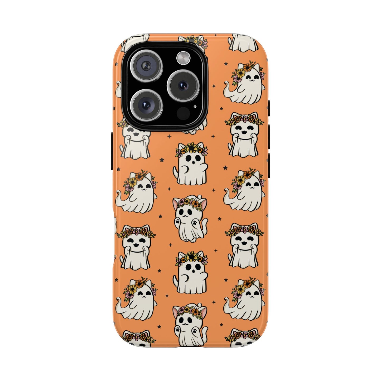 Ghost Cats and Pumpkins Halloween Phone Case – Tough Phone Case – Cute Spooky Design - iPhone 16 - Samsung Galaxy - Google Pixel