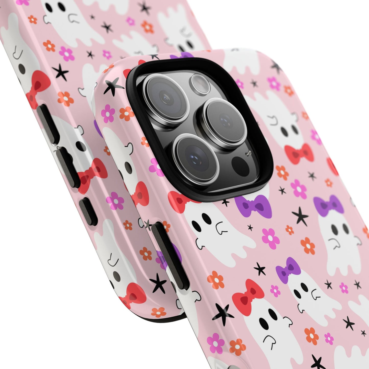 Cute Ghosts with Bows and Stars Halloween Phone Case – Tough Phone Case – Cute Spooky Design - iPhone 16 - Samsung Galaxy - Google Pixel