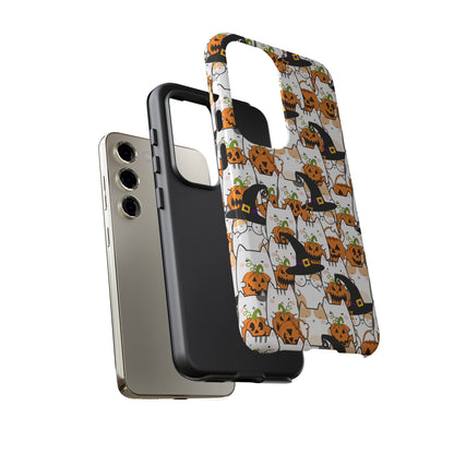 Halloween Cats and Pumpkins Phone Case – Tough Phone Case – Cute Spooky Design - iPhone 16 - Samsung Galaxy - Google Pixel