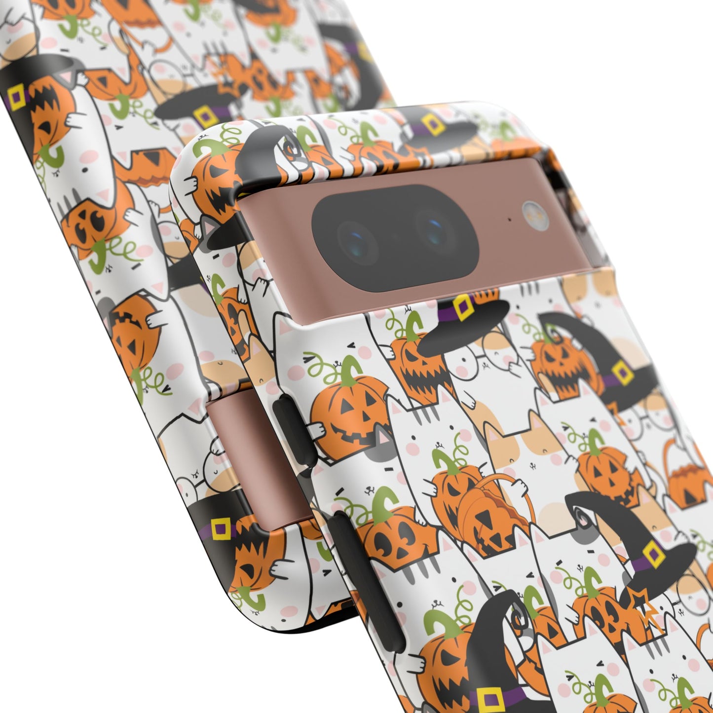 Halloween Cats and Pumpkins Phone Case – Tough Phone Case – Cute Spooky Design - iPhone 16 - Samsung Galaxy - Google Pixel