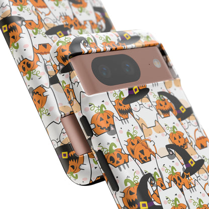 Halloween Cats and Pumpkins Phone Case – Tough Phone Case – Cute Spooky Design - iPhone 16 - Samsung Galaxy - Google Pixel