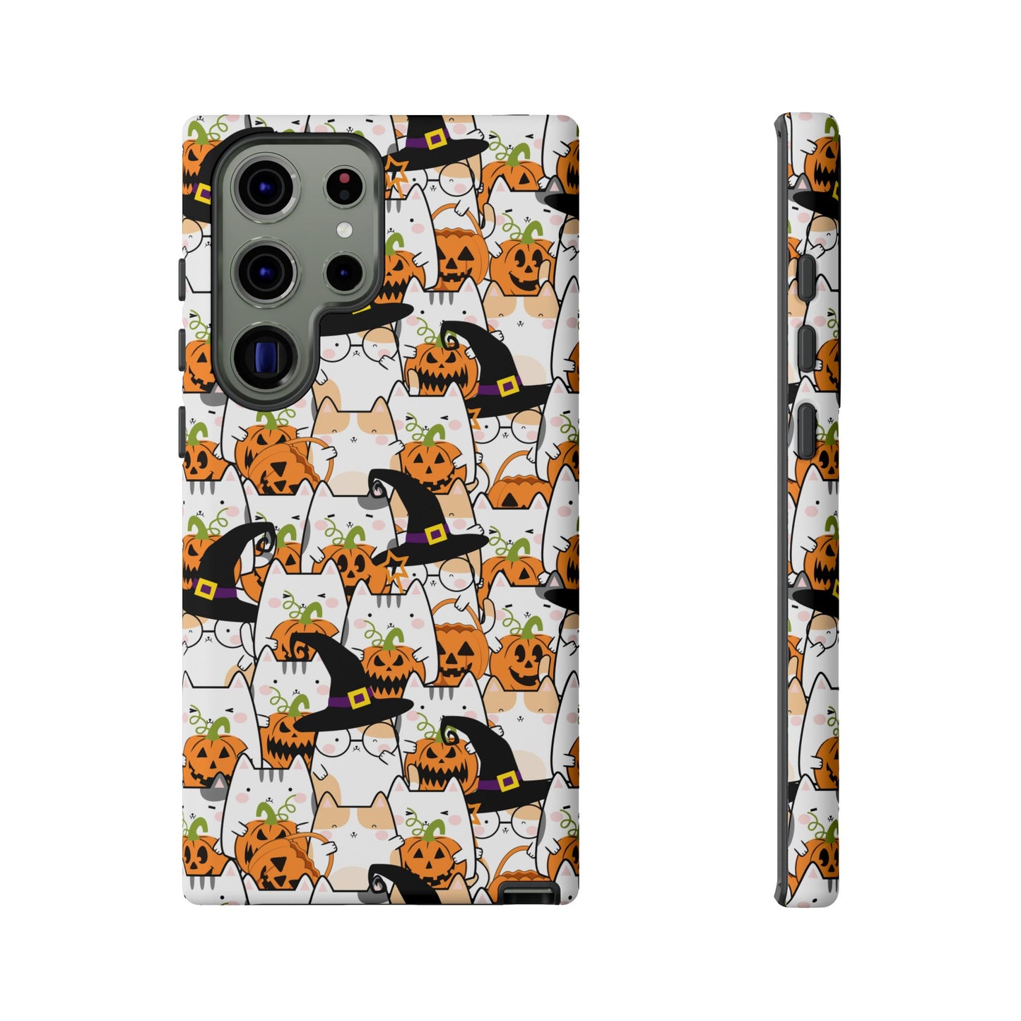 Halloween Cats and Pumpkins Phone Case – Tough Phone Case – Cute Spooky Design - iPhone 16 - Samsung Galaxy - Google Pixel