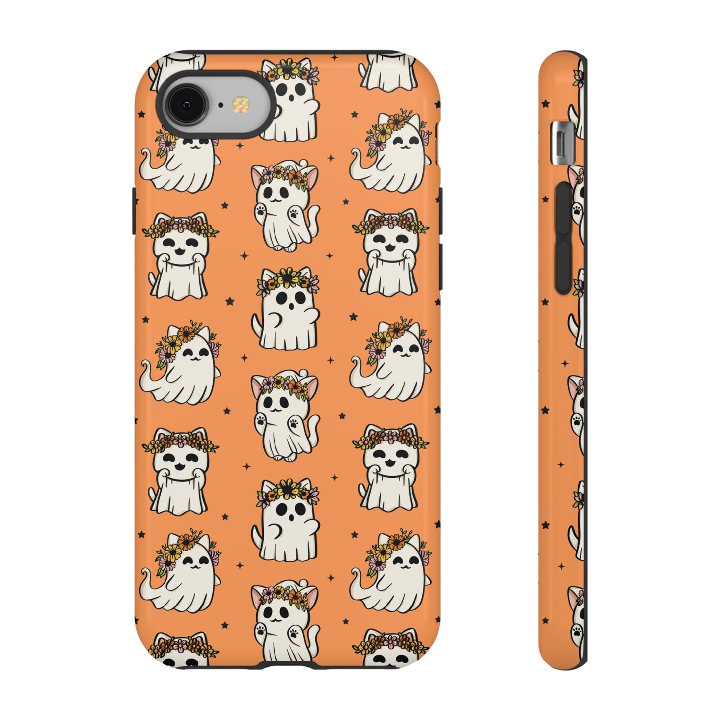 Ghost Cats and Pumpkins Halloween Phone Case – Tough Phone Case – Cute Spooky Design - iPhone 16 - Samsung Galaxy - Google Pixel