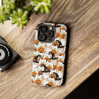 Halloween Cats and Pumpkins Phone Case – Tough Phone Case – Cute Spooky Design - iPhone 16 - Samsung Galaxy - Google Pixel