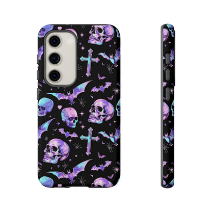 Pastel Skulls and Crosses Gothic Phone Case – Tough Phone Case – Cute Spooky Design - iPhone 16 - Samsung Galaxy - Google Pixel