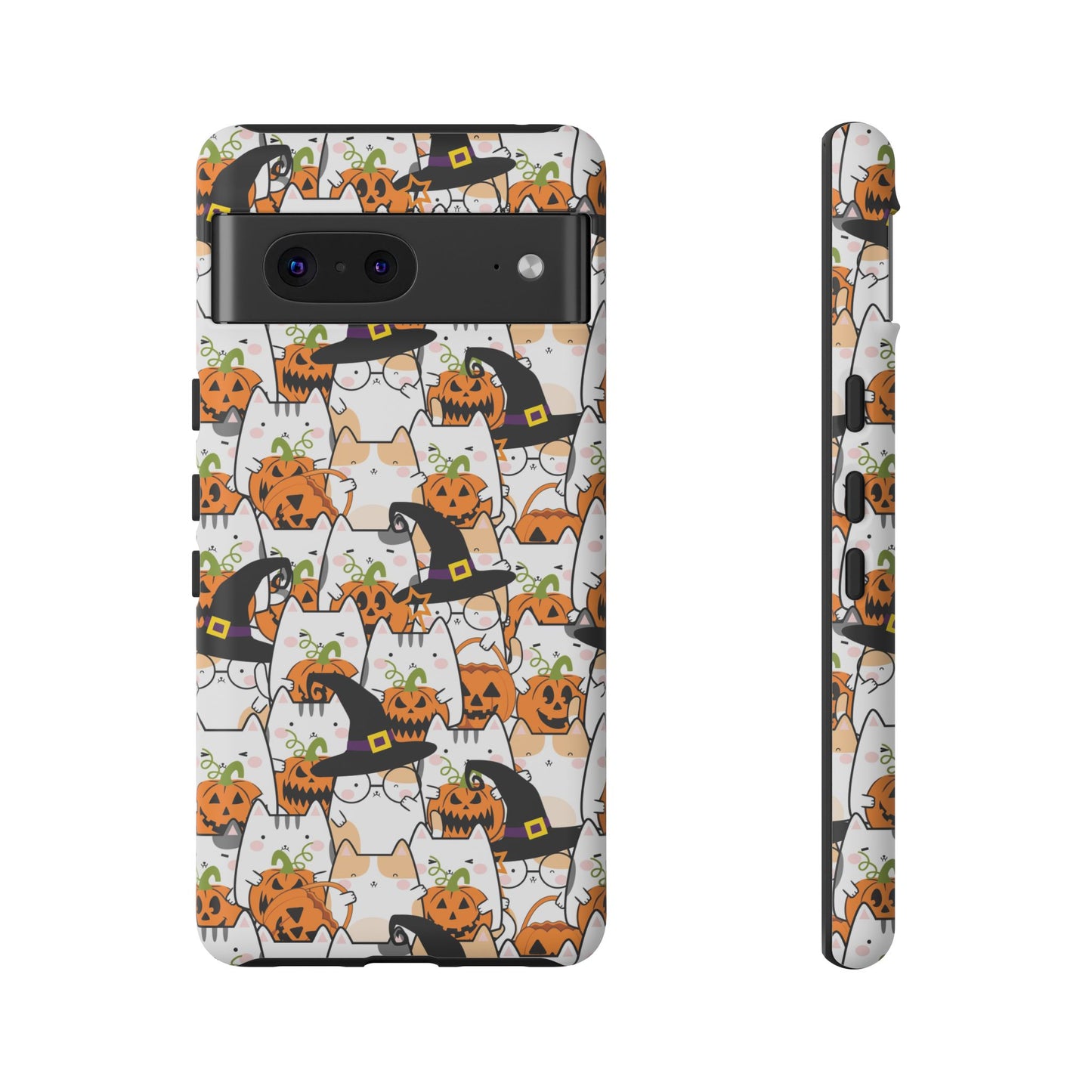 Halloween Cats and Pumpkins Phone Case – Tough Phone Case – Cute Spooky Design - iPhone 16 - Samsung Galaxy - Google Pixel