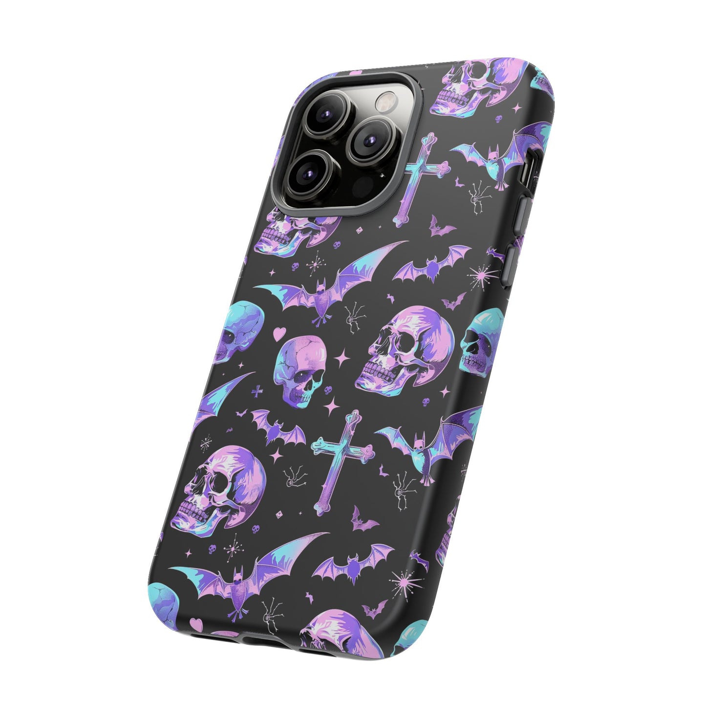 Pastel Skulls and Crosses Gothic Phone Case – Tough Phone Case – Cute Spooky Design - iPhone 16 - Samsung Galaxy - Google Pixel