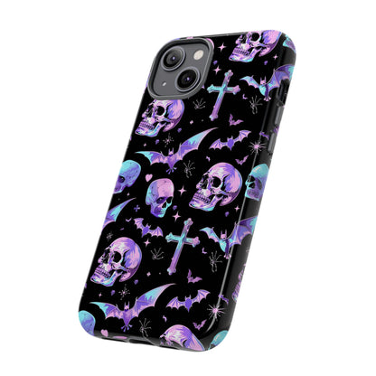 Pastel Skulls and Crosses Gothic Phone Case – Tough Phone Case – Cute Spooky Design - iPhone 16 - Samsung Galaxy - Google Pixel