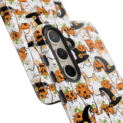 Halloween Cats and Pumpkins Phone Case – Tough Phone Case – Cute Spooky Design - iPhone 16 - Samsung Galaxy - Google Pixel