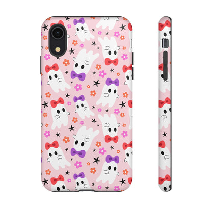 Cute Ghosts with Bows and Stars Halloween Phone Case – Tough Phone Case – Cute Spooky Design - iPhone 16 - Samsung Galaxy - Google Pixel