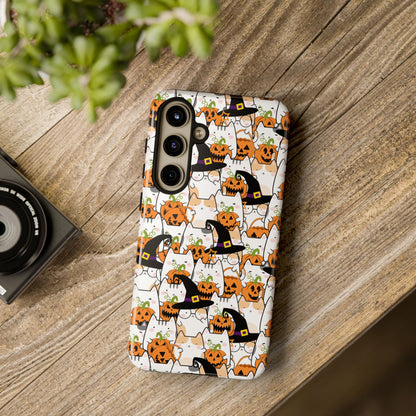 Halloween Cats and Pumpkins Phone Case – Tough Phone Case – Cute Spooky Design - iPhone 16 - Samsung Galaxy - Google Pixel