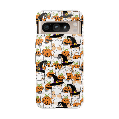 Halloween Cats and Pumpkins Phone Case – Tough Phone Case – Cute Spooky Design - iPhone 16 - Samsung Galaxy - Google Pixel