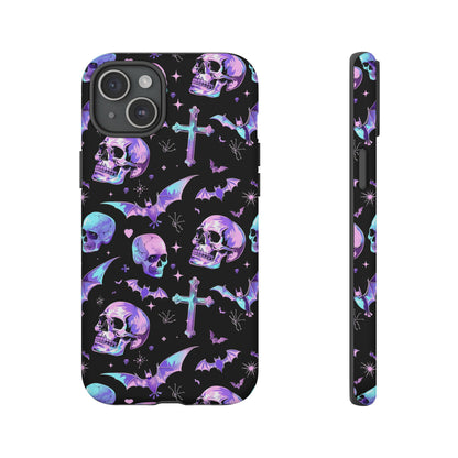 Pastel Skulls and Crosses Gothic Phone Case – Tough Phone Case – Cute Spooky Design - iPhone 16 - Samsung Galaxy - Google Pixel