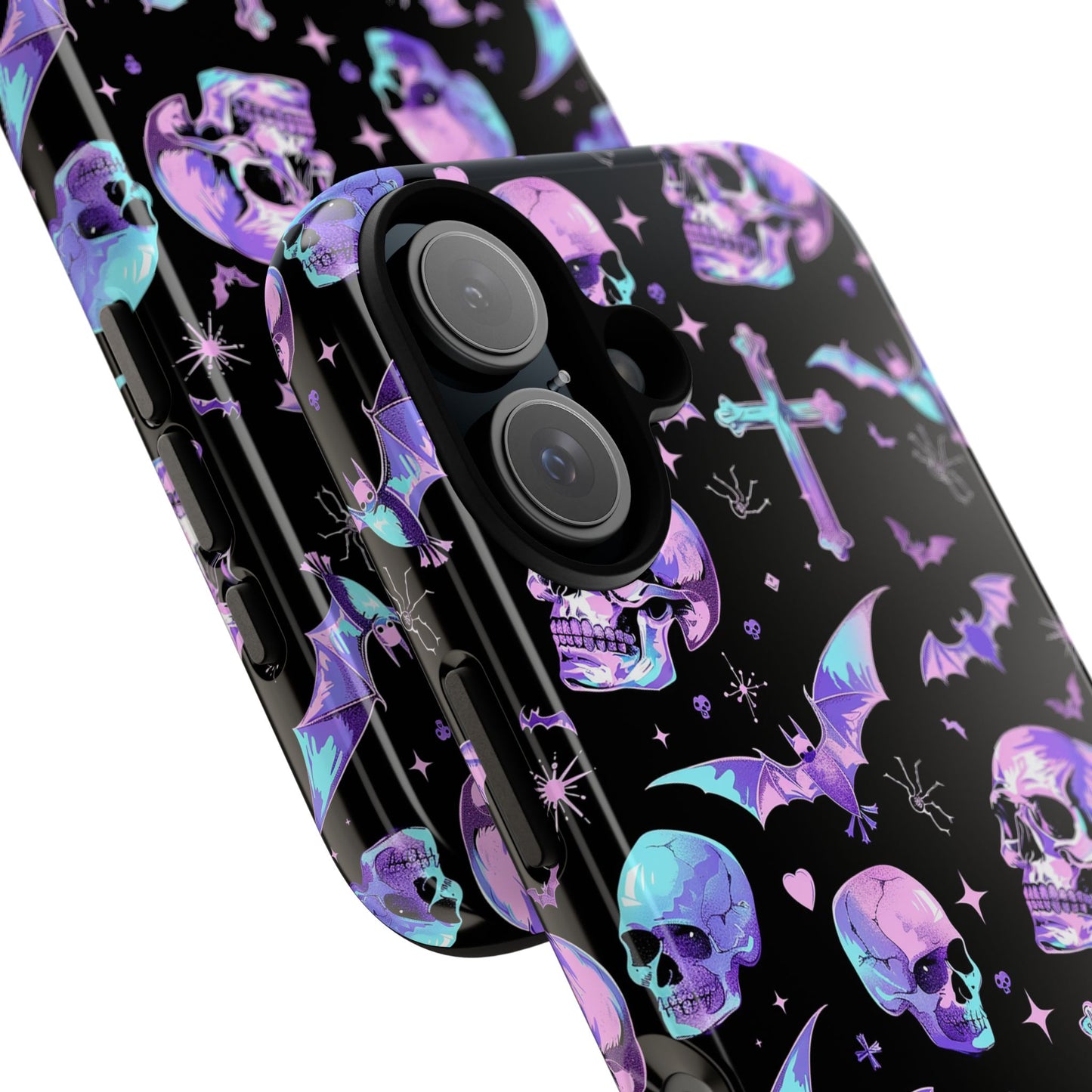 Pastel Skulls and Crosses Gothic Phone Case – Tough Phone Case – Cute Spooky Design - iPhone 16 - Samsung Galaxy - Google Pixel