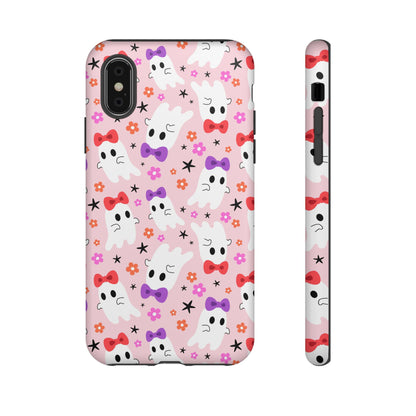 Cute Ghosts with Bows and Stars Halloween Phone Case – Tough Phone Case – Cute Spooky Design - iPhone 16 - Samsung Galaxy - Google Pixel