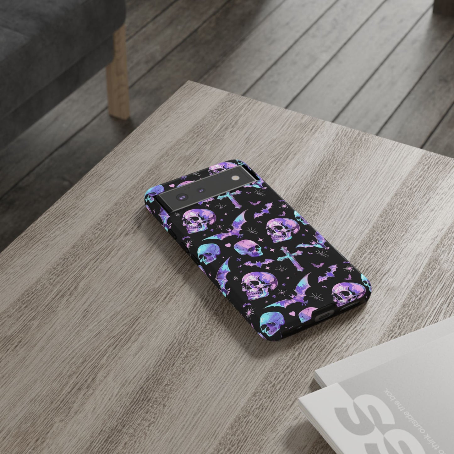 Pastel Skulls and Crosses Gothic Phone Case – Tough Phone Case – Cute Spooky Design - iPhone 16 - Samsung Galaxy - Google Pixel