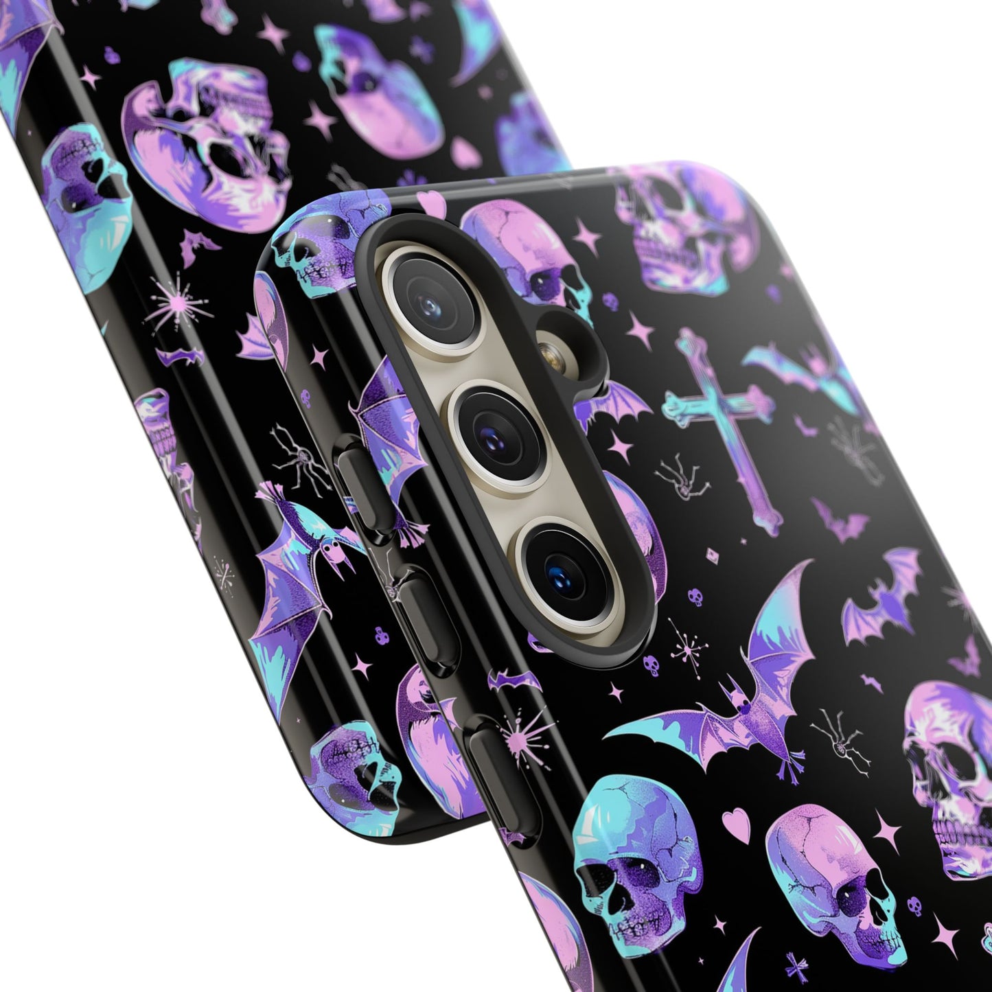 Pastel Skulls and Crosses Gothic Phone Case – Tough Phone Case – Cute Spooky Design - iPhone 16 - Samsung Galaxy - Google Pixel