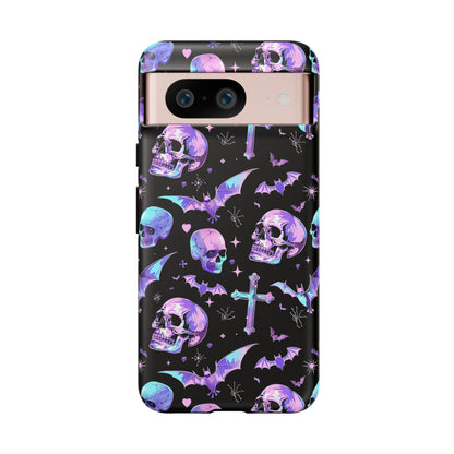 Pastel Skulls and Crosses Gothic Phone Case – Tough Phone Case – Cute Spooky Design - iPhone 16 - Samsung Galaxy - Google Pixel